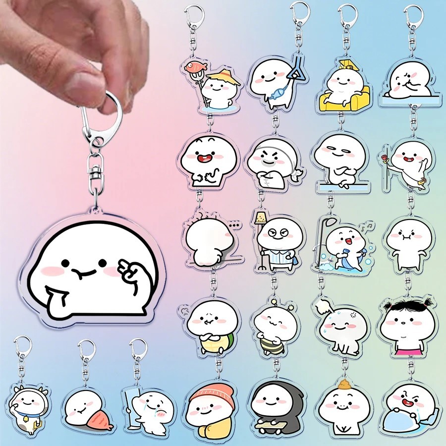 Móc khóa Pentol Quby dễ thương Mica Acrylic in hình Sticker hài hước trang trí cặp sách túi xách phụ kiện quà tặng bạn