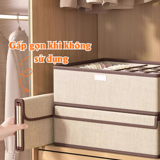 Hộp Vải Đựng Đồ Lót Có Nắp Đậy Gập Gọn, Hộp Đựng Quần Lót Tất Vớ Chất Liệu Vải Không Dệt