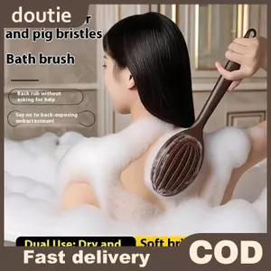 Doutie Body Brush Tay cầm dài Tắm Ba Scrubber Boar Bristle Perfect Dry Skin Brushing Essential For Skin Exfoliation Bath Tool VN