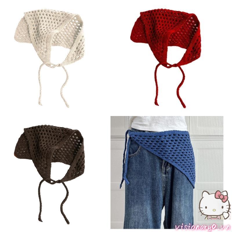 Popular Hollowed Knitted Head Wrap Triangular Scarf Multipurpose Shawl Hip Scarf