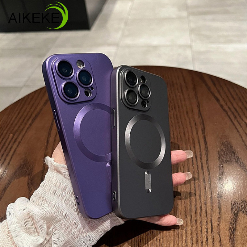 Tương Thích Cho iPhone 12 11 Pro Max XR XS Max X SE3 SE2 2022 2020 12ProMax 11ProMax Vỏ Điện Thoại Sơn Kim Loại Màu Trơn Vỏ Từ Tính Kinh Doanh Vỏ Sạc Không Dây Mềm