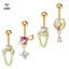 Nhẫn xuyên bụng zircon hình trái tim, trang sức cơ thể thời trang cho nữ