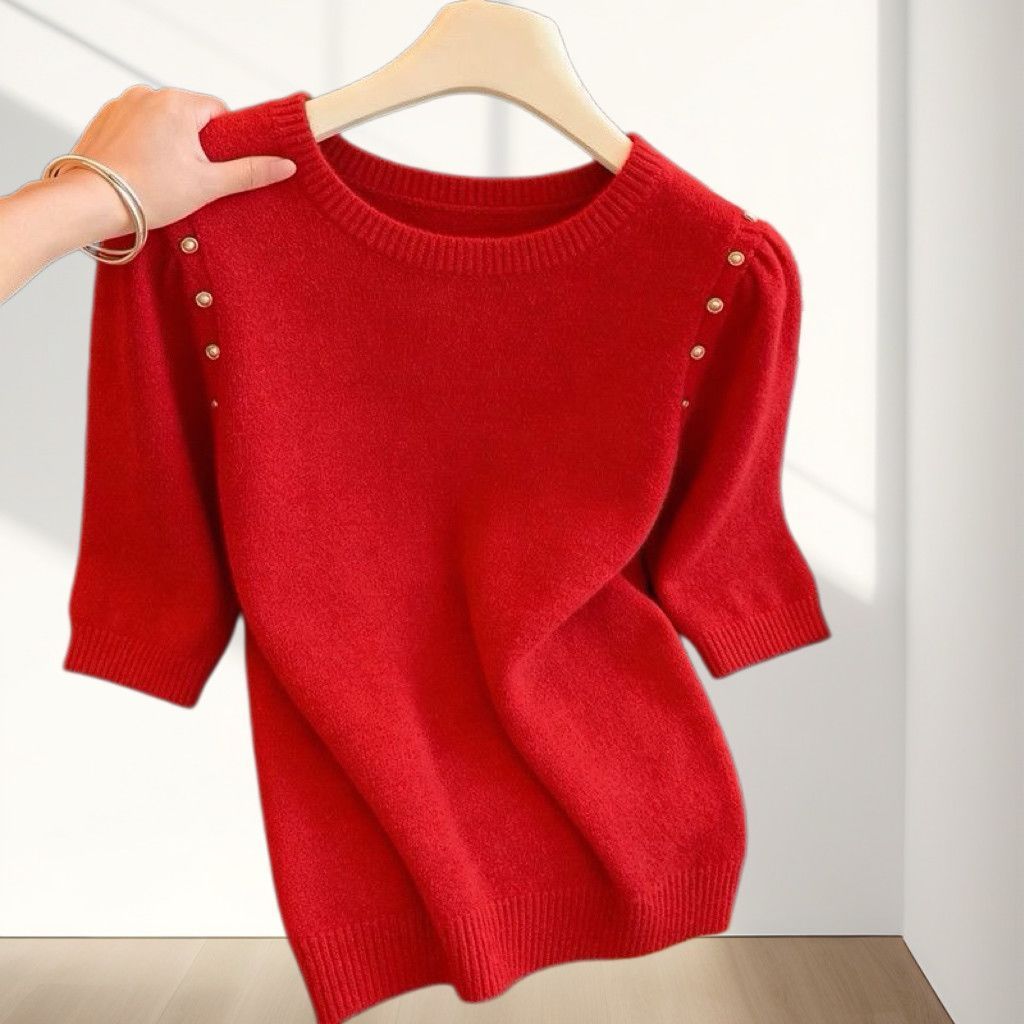 Áo len dệt kim cổ tròn thời trang cổ điển giúp che khuyết điểm cơ thể