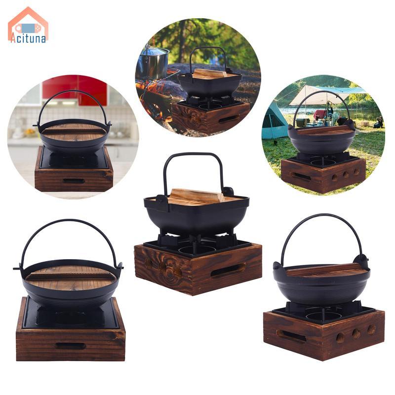 Acutuna Nồi gang gang phong cách Nhật Bản Nồi súp dung tích lớn có tay cầm cắm trại Nhà hàng và Nấu ăn tại nhà