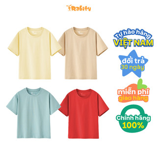 [Form rộng lùi 1 size] Áo thun trơn ngắn tay bé trai/bé gái Rabity 900.904