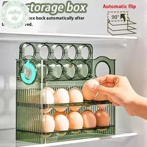 PUSKY 30 Lưới Khay Trứng Ba Lớp Hộp Bảo Quản Trứng Tổ Chức Ra Hộp Đựng Tự Động Lật Trong Suốt VN
