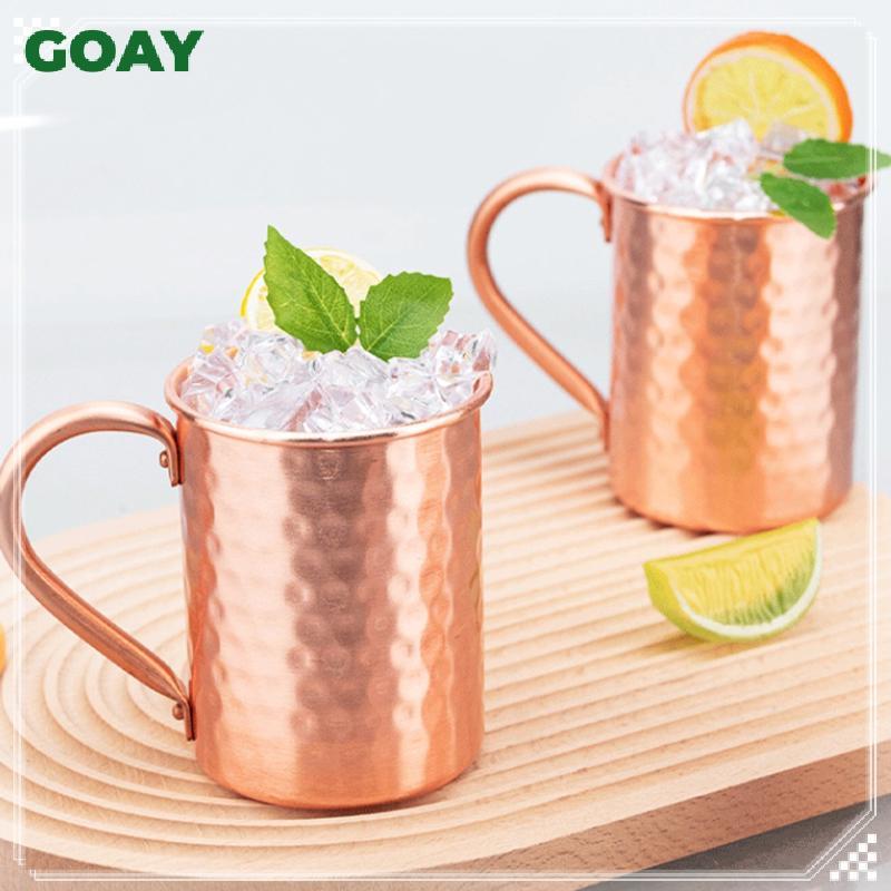 GOAY 500ml 100% Đồng Moscow Mule Mug Cotail Cup Búa Coppery Bia Cốc Cà Phê Cốc Sữa Thanh Cốc Drinkware Thép không gỉ bền VN