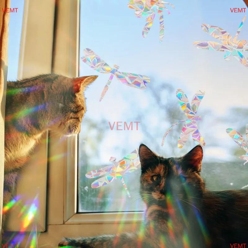 [VG] Rainbow Maker Sun Catcher Wall Stiers Cat Bird Star Mushroom Moon Sun DIY Window Glass Tĩnh điện Lăng kính Stier MỚI