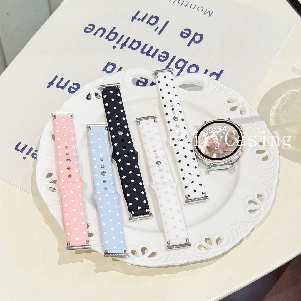 Dây đeo silicon 18mm 20mm 22mm cho Samsung Galaxy Watch 8 7 6 5 4 Classic 5Pro Active Star Print Band Vòng tay