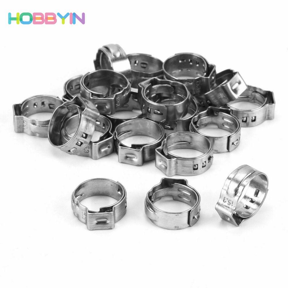 HOBBYIN 10 Kẹp Ống 5.3-31mm, thép không gỉ 304, điều chỉnh, tai đơn, bộ phân loại ống tròn