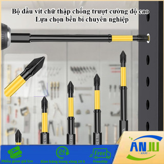 Bộ đầu tua vít chữ thập PH2 chống trượt, nam châm mạnh, thép S2 độ cứng mô men xoắn cao, 12 cái/6 cái