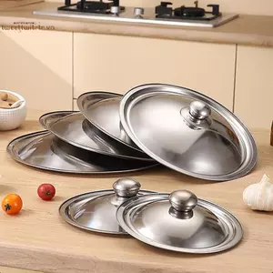 TRTR 10-32Cm Thép Không Gỉ Nắp Nồi Tròn Thay Thế Đa Năng Chảo Chiên Bao Viền Mịn Máy Rửa Chén An Toàn Cho Chảo Chảo Nồi Canh VN