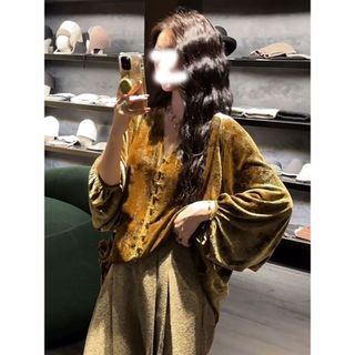Kích Thước Lớn Có Thể Mặc In Hình Nhung Nâu Rời Cảm Giác Phù Hợp Với Áo Sơ Mi Cổ Chữ V Phong Cách Trung Hoa Mới In Hình Nữ Thu Đông 2026 Phong Cách Mới Thời Trang Rời Jacquard Lantern Dài @ -