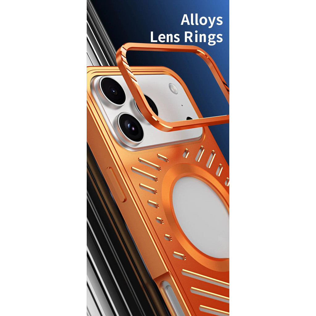 Ốp điện thoại từ tính tản nhiệt bằng kim loại sang trọng IPhone 17 / 13 / 12 / 14 / 15 / 16 Pro Max Vỏ chống sốc bằng hợp kim nhôm