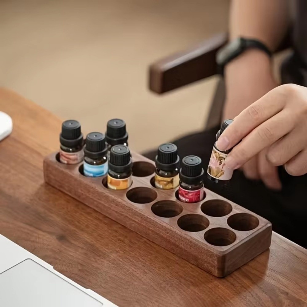 Giá đỡ nước hoa MARGREDY, Giá đựng chai tinh dầu bằng gỗ tự nhiên 6 hoặc 12 khe, Giá trưng bày máy tính để bàn đa năng công suất lớn