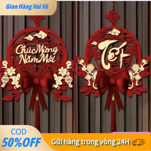 【48h】Quạt decor bằng nhung đỏ khắc chữ NĂM MỚI VUI VẺ, phụ kiện hoàn hảo tô điểm ngôi nhà thêm ấm cúng, rộn ràng dịp Tết