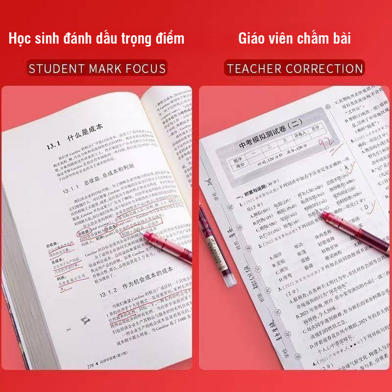 Combo 30 bút bi đỏ ngòi 0.5mm viết êm tay, mực nhanh khô, đồ dùng học tập cần thiết cho học sinh các cấp