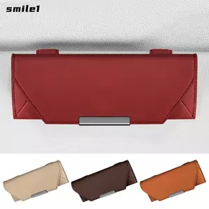 Kính râm ô tô SMILE, Hộp kính ô tô đa chức năng bằng da PU, Hộp đựng ống kính ô tô cầm tay nhỏ gọn thời trang Giá đỡ kính mắt ô tô