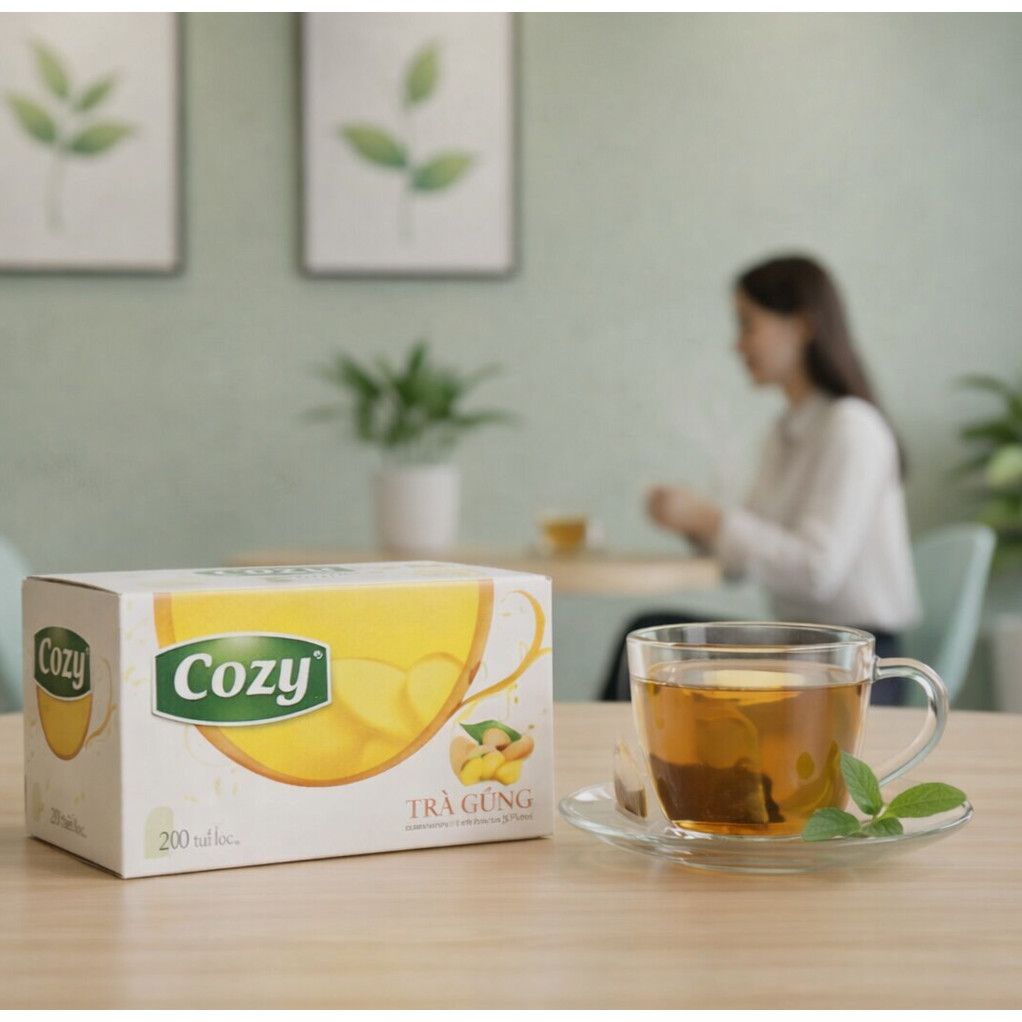 Trà Cozy Hương Gừng Hộp 40g Thơm Ngon Đậm Vị Trà Gừng, Dễ Pha Dễ Uống