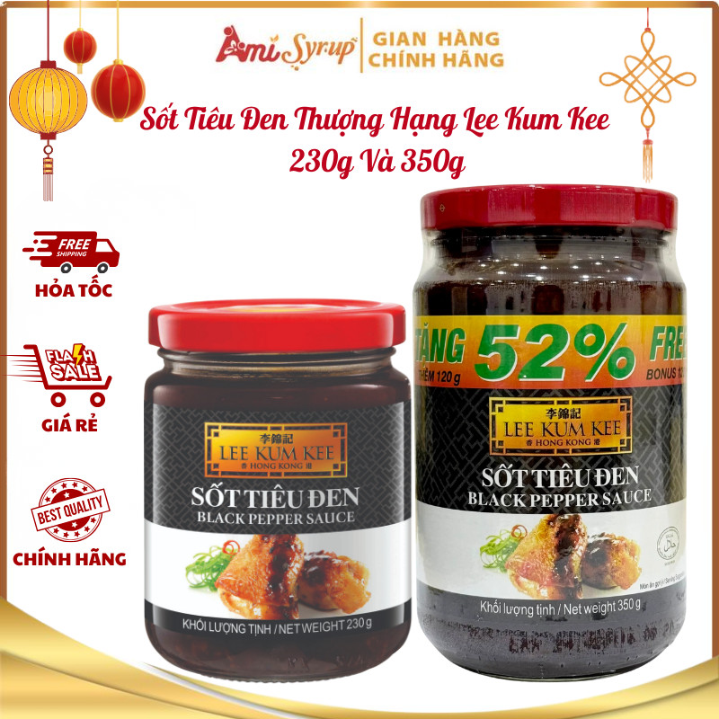Sốt Tiêu Đen Thượng Hạng Lee Kum Kee 230g 350g, Black Pepper Sauce 230g Gia Vị Nấu Ăn Chuẩn Nhà Hàng