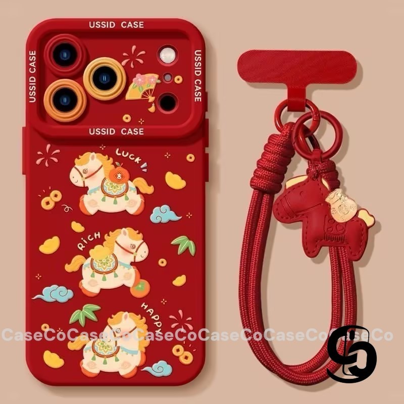 Ốp Lưng Cho Iphone 11 17 16 13 15 12 14 Pro Max 17Air XR 8 16 7 15 Plus XS X Max SE Vỏ vòng tay ngựa làm giàu năm mới