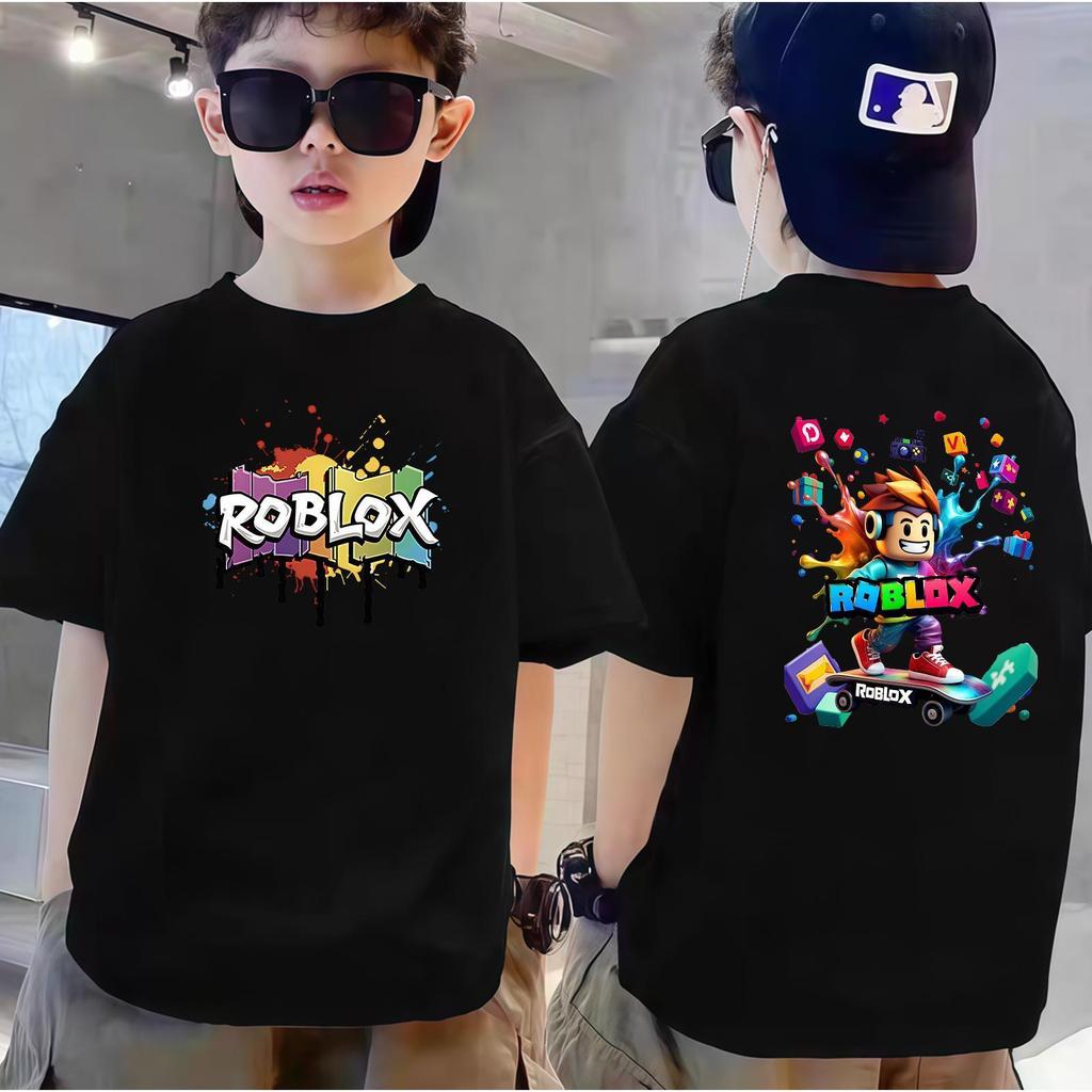 Roblox V2, Tròn Cổ, Dành Trẻ, Ngắn Tay, Co Giãn, Anime In, 100% Cotton, COD Temp