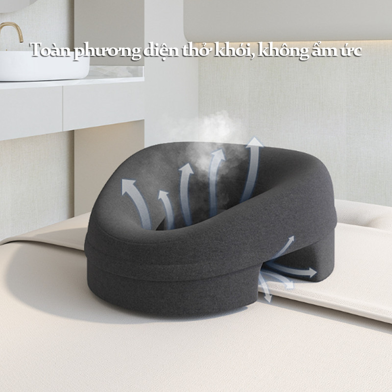 Gối úp mặt công thái học Face Down, memory foam thoáng khí, massage mặt & cổ salon, thẩm mỹ viện, gối úp mặt