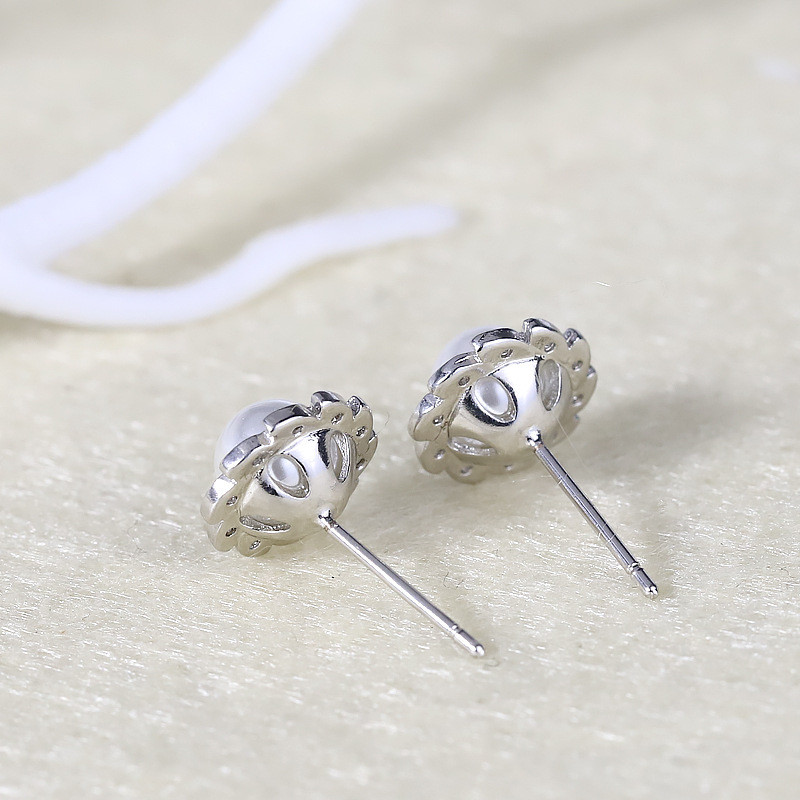 Bông tai thời trang nữ phong cách Hàn Quốc, ngọc trai và zircon giả bạc