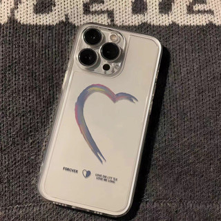 Ốp Lưng Đôi iPhone Trái Tim Viền Thẳng, Trong Suốt Bảo Vệ Camera - iP 6/6s/7/8/Plus/X/XS/11/12/13/14/15/16/17/Pro/Max