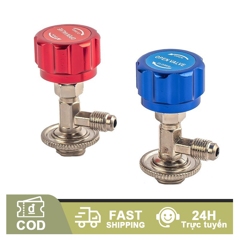 Cặp van nạp ga điều hòa R134a cao áp và hạ áp, kim loại nạp ga điều hòa cho xe hơi, van nạp ga điều hòa ô tô