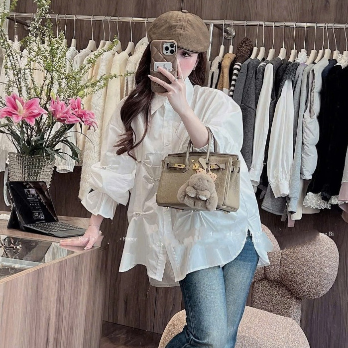 Áo Sơ Mi Chiết Eo Đính Đá KCloset Áo Trắng Nữ Phong Cách Tiểu Thư Sang Chảnh NA84