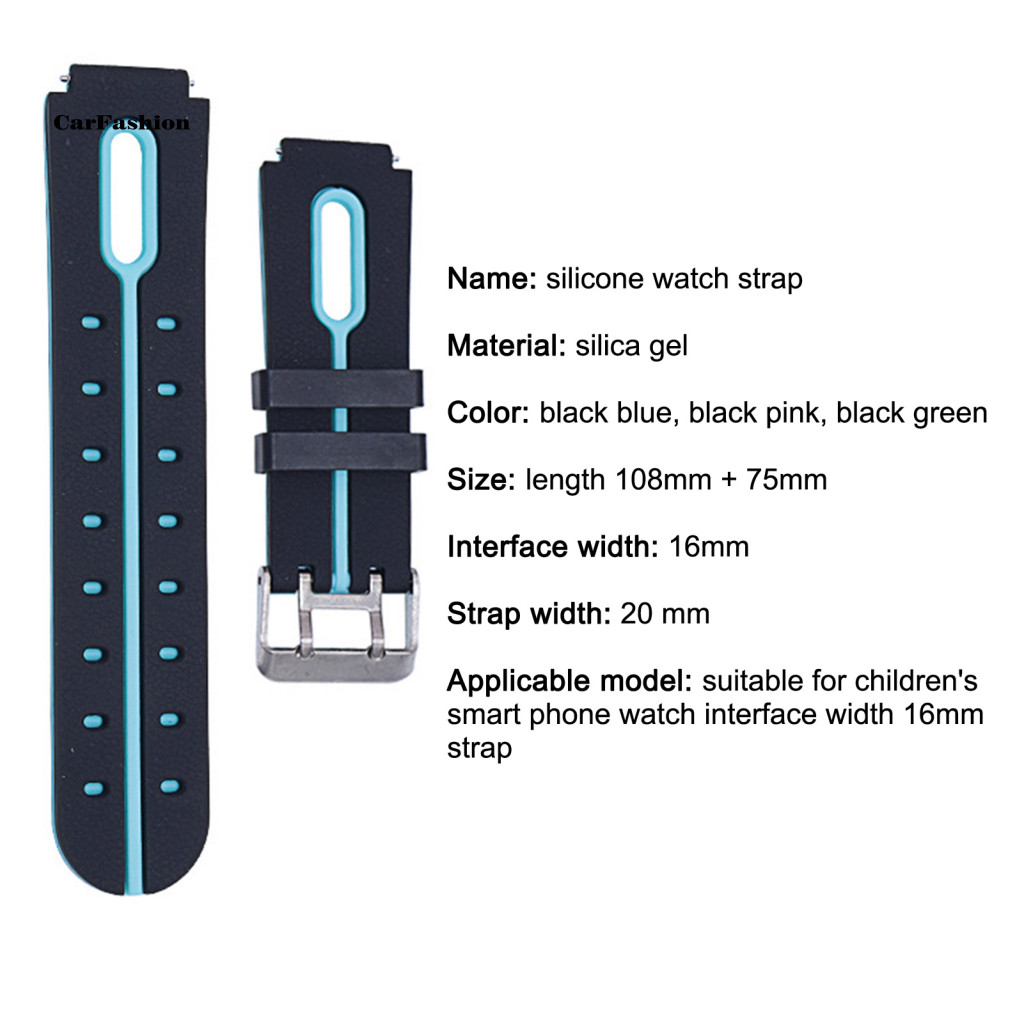 < CarFashion > Dây đeo đồng hồ silicon mềm đa năng 16mm thay thế dây đeo cổ tay cho trẻ em