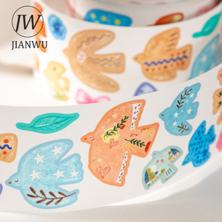 JIANWU Xem Những Điều Nhỏ Series Kawaii Ánh Sáng Hoa Kẹp Túi Xách Chim Phong Cảnh Chất Liệu Cắt Băng Sáng Tạo Tạp Chí Văn Phòng Phẩm
