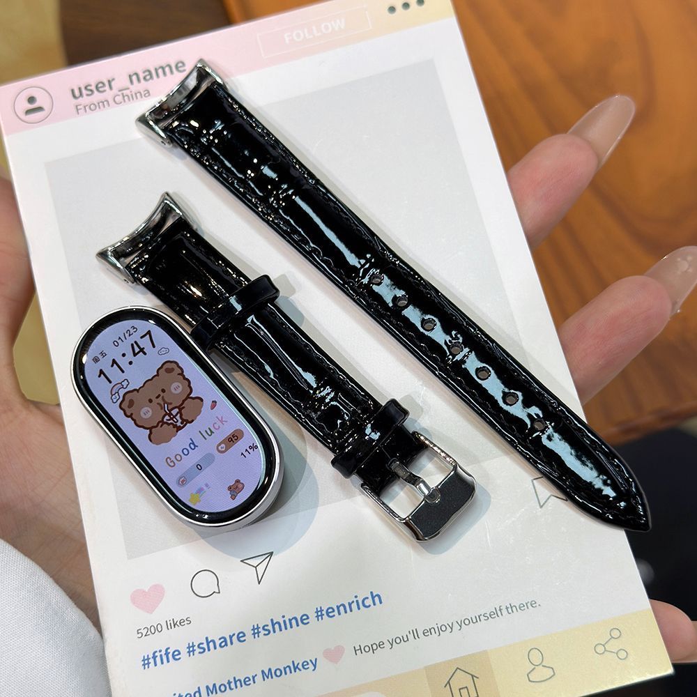 Dây đeo bằng da tre mỏng thời trang cho Xiaomi Mi Band 10 9 8 7 6 5 4 3 Nfc Dây đeo đồng hồ cho vòng đeo tay Miband 9pro