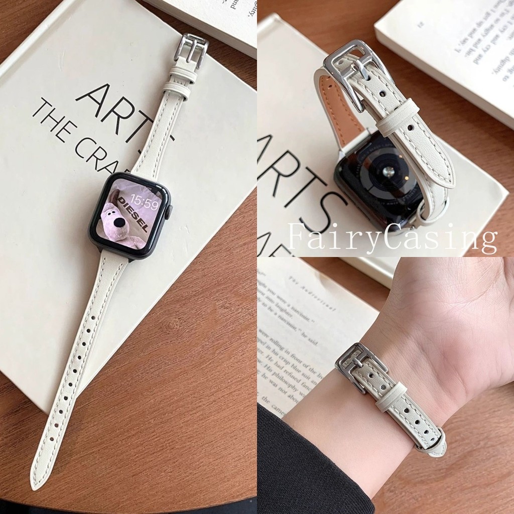 Dây đeo cổ điển bằng da mỏng cho Apple Watch Series 11 10 9 8 7 SE 6 5 4 Ultra3 2 cho IWatch 42mm 46mm 38 40 41 44 45 49mm Band