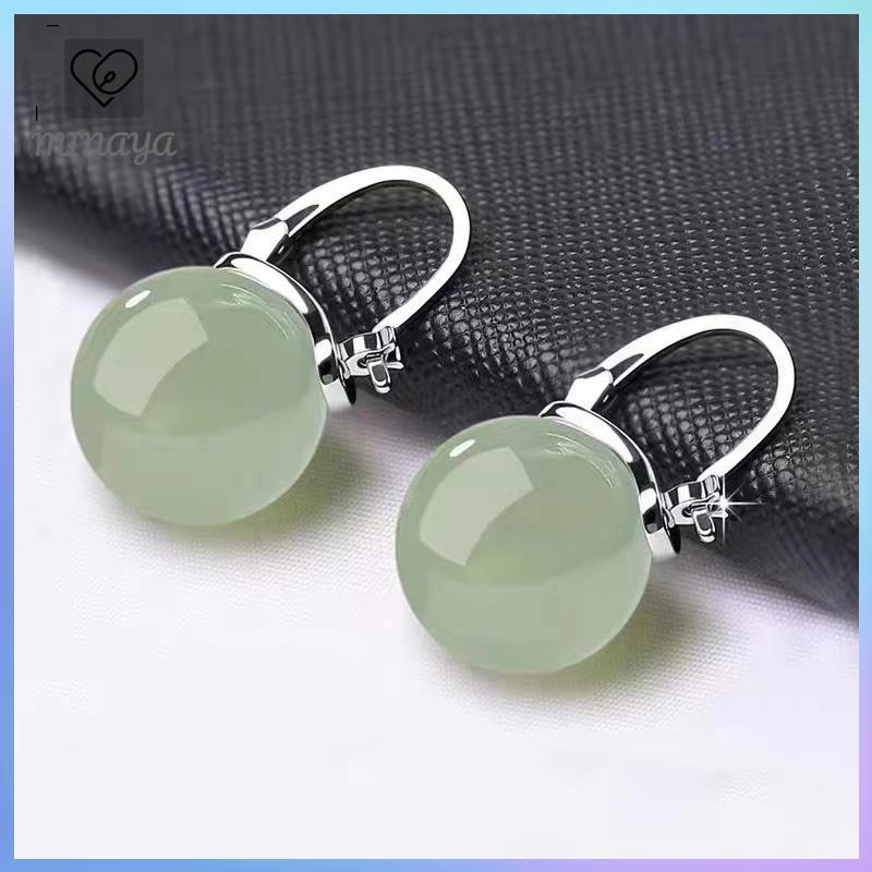Bông Tai Hạt Ngọc Bích Phong Cách Cổ Xưa, Thời Trang Nhẹ Nhàng - Phụ Kiện Trang Sức Cho Nữ