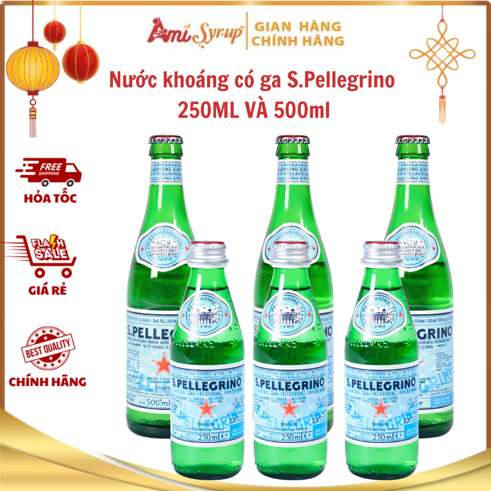 Nước Khoáng Có Ga S.Pellegrino Chai 250ml Và 500ml Cao Cấp Từ Ý, Giàu Khoáng Chất Sảng Khoái Tức Thì