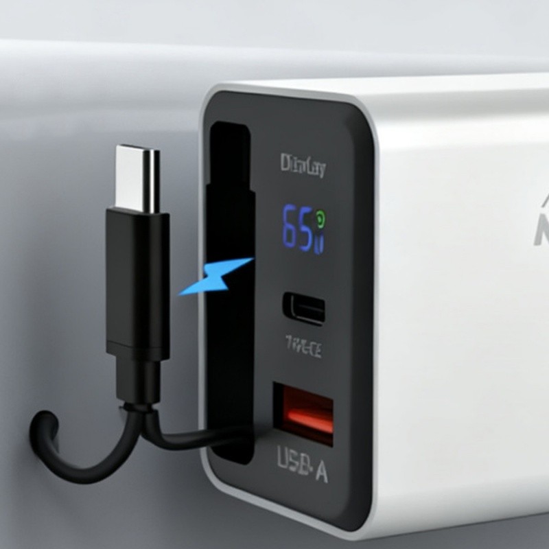 USB Type-C 3 trong 1 Bộ sạc nhanh GaN 65W đa cổng - Màn hình kỹ thuật số LED Đầu sạc đa năng