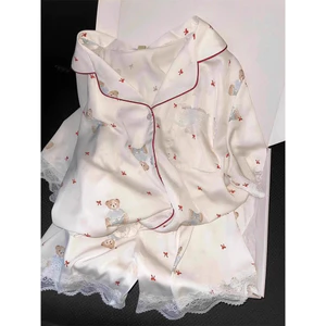 Ice Silk Bộ Đồ Ngủ Nữ Tay Ngắn Phù Hợp Với Cảm Giác Cao Cấp Mô Phỏng Lụa Homewear Hoạt Hình Dễ Thương Ra