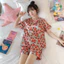 Bộ Đồ Ngủ Nữ Mùa Hè Ngắn Tay Quần Short Kích Thước Lớn Rời Băng Lụa Cổ Chữ V Hoạt Hình Dễ Thương Rời Loungewear Phù Hợp Với