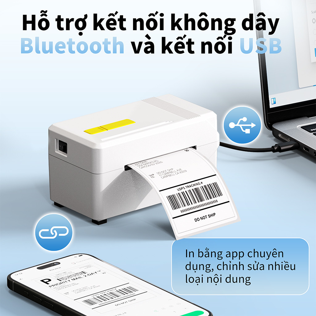 Máy in đơn hàng FlashLabel in từ điện thoại khổ A7 in đơn Shopee,mã vận đơn,phiếu gửi hàng