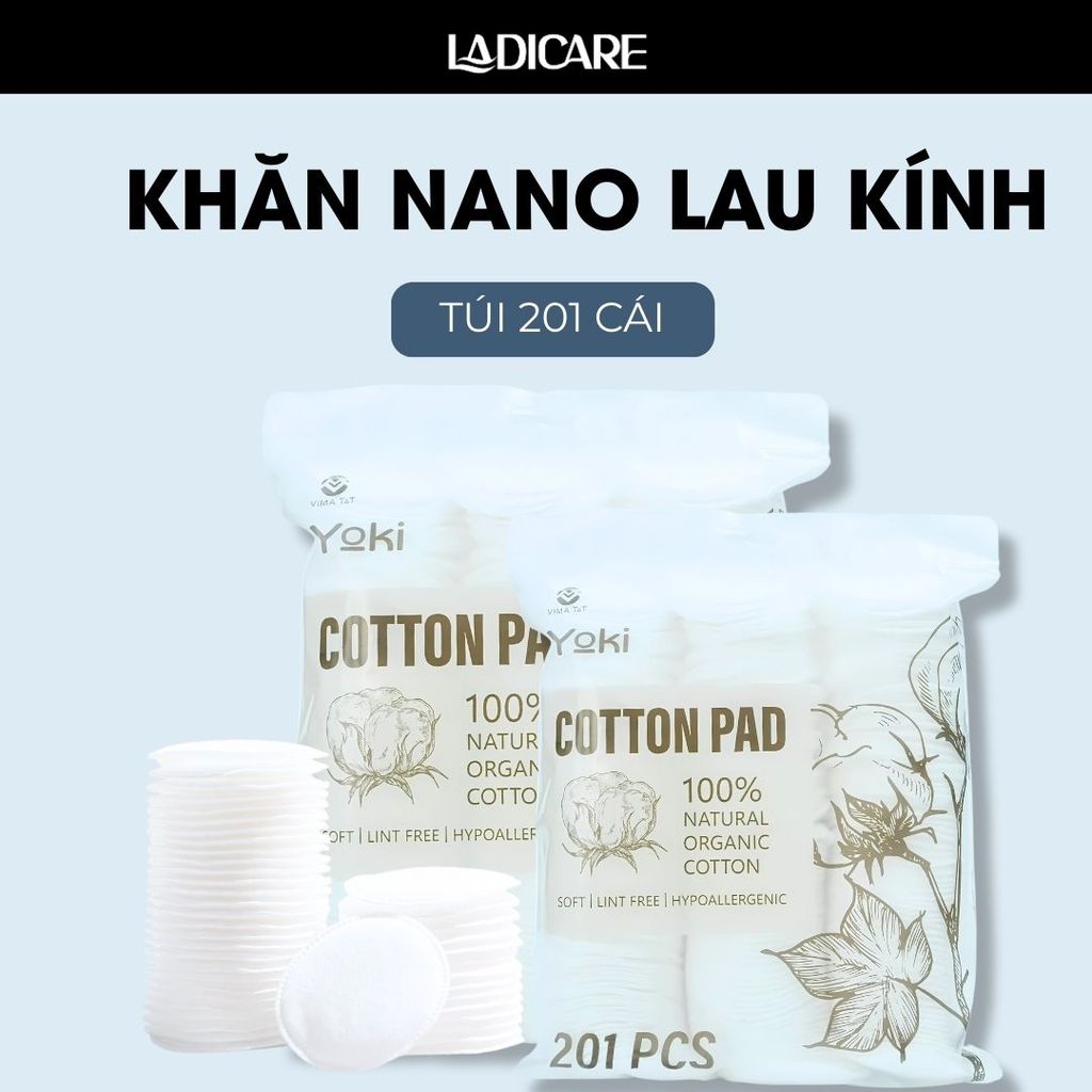 [SET 201 Cái] Bông tẩy trang YOKI 100% Cotton tự nhiên mềm mịn giúp sạch sâu