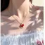 Bông tai vòng ngựa PYCOU, Thiết kế dầu nhỏ giọt Vòng cổ ngọc trai màu đỏ, Phong cách mạ điện dễ thương hợp thời trang Cung hoàng đạo Pony Charm Năm sinh