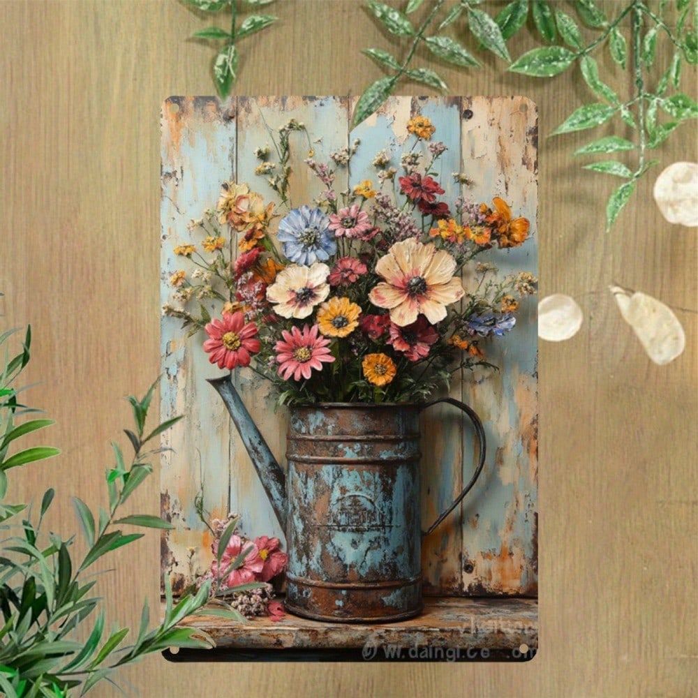 CIFbuy Vintage Hoa Kim Loại Trang Trí Tường Chống Thấm Nước Mộc Mạc Trang Trại Ngoài Trời Sân Vườn Tường Nghệ Thuật Ký