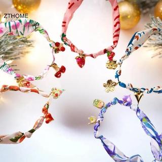 ZTHOME Khăn Mặt Dây Chuyền Satin Boho Vintage với Họa Tiết Trái Tim và Nơ Anh Đào