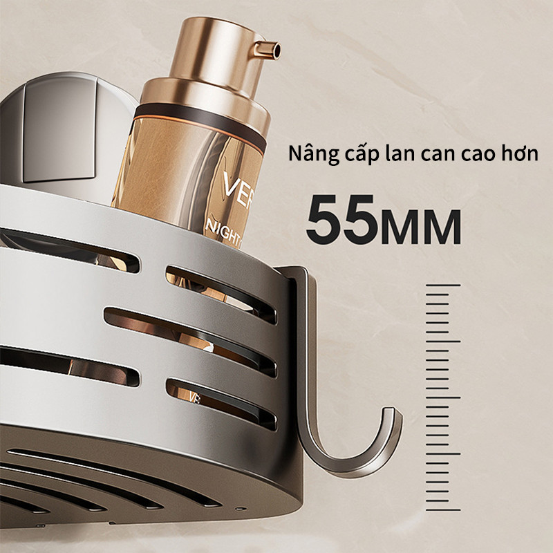 Kệ Góc Hút Chân Không Nhà Tắm - Chất Liệu Nhôm Hàng Không, Bám Chắc Không Rơi, Không Khoan Đục, Đựng Đồ Đa Năng