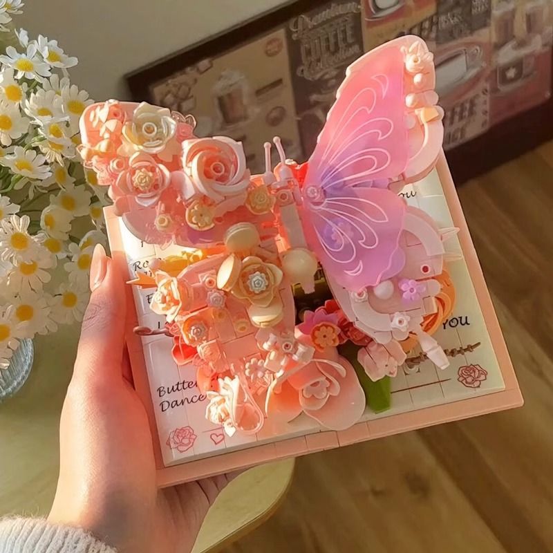 Bướm Khối Xây Dựng Hoa Bảo Quản Người Lớn Hạt Nhỏ Khối Xây Dựng Lắp Ráp Đồ Chơi Quà Tặng Cho Bé Gái Series