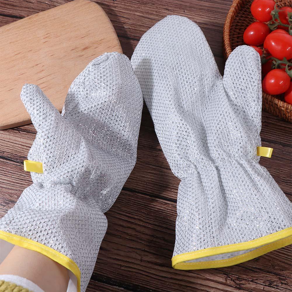 Găng tay dây thép FUHUIOT 6 chiếc, Găng tay rửa chén thiết kế mở rộng dày, Găng tay làm sạch chống trầy xước chống mài mòn bền bỉ Làm sạch nồi