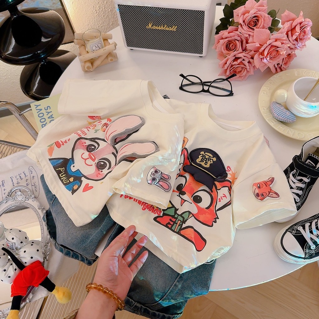 BS1 Trẻ Em Hợp Thời Trang 3D Búp Bê Áo Thun Cotton Mùa Hè Bé Trai Bé Gái Tay Ngắn SB1