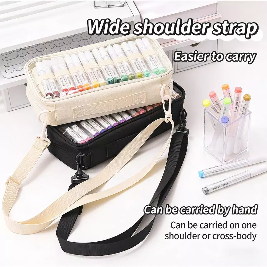 Dung Tích Lớn Trong Suốt Bút Đánh Dấu Túi Bảo Quản Di Động Nghệ Thuật Đeo Ngang Túi Cầm Tay Học Sinh